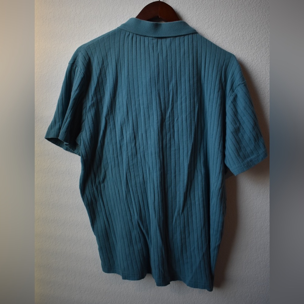 Croft & Barrow Teal Ribbed Short-Sleeve Zip Polo - Picture 3 of 3